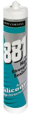 Dow Corning 881 Silicone Trasparente Acetico 310 ml SPECIFICO PER ACQUARI, Alta Viscosità Resistente all'Acqua e ai Raggi UV DOWSIL