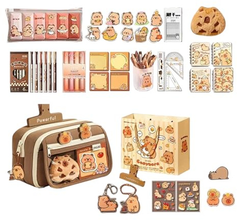 Generisch Capybara Juego de escritura | Elegante artículo escolar - Juego de escritura con pegatinas | Para guardería, oficina, niñas, cumpleaños infantiles, fiestas de Navidad, regalos de invitados