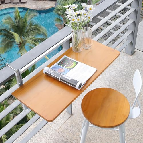 Mesa de balcón colgante para exteriores, versátil mesa de jardín para comedor, trabajo y exhibición de plantas, resistente a la decoloración, ideal para disfrutar escénico