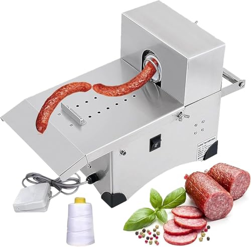 LESBJFDM 110V/220V Legatrice Automatica Elettrica, Legatrice Automatica per Salumi Elettrica, Annodatrice Elettrica per Legare Salsicce, Legatrice per Involucri di Salsicce, Insaccatrice per Salsicce