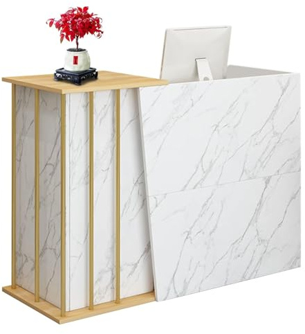 NEYTIIR Comptoir d'accueil Professionnel, Comptoir De Réception, Table De Réception Petit Comptoirs Moderne avec Tiroir Verrouillable De Caisse pour Salon De Beauté(A,140CM)