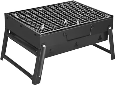 Barbacoa de carbón plegable de acero inoxidable, ligera y pequeña, barbacoa de barbacoa multifuncional para cocinar al aire libre, camping, picnics