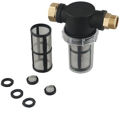 Garden Hose Pre-Filter 3/4 Inch Pipe Strainer for Garden Water Pumps, Removes Sediment, Debris and Rust, Protects Garden Ponds, Swimming Pools and Irrigation Systems