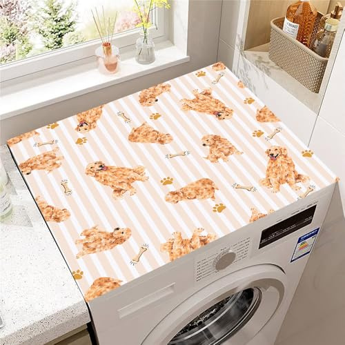 Hearda Housse Machine a Laver Imprimé Chien,Dessus Tapis Lave Linge Antidérapant,Housse de Protection pour Machine à Laver Top,Tapis de Protection pour Dessus Sèche-Linge (Dessin Animé,30x40cm)