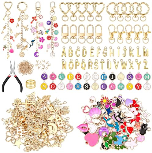Hysagtek 404 PCS Schlüsselanhänger Selber Machen | Schlüsselanhänger Zum Basteln DIY Set Erwachsene, Anhänger Keychain Set für Taschenanhänger, Schlüsselanhängers