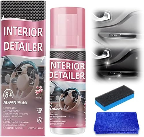 MagiSel Limpiador pulidora para interior de coche, Interior Detailer Spray, Polishing Cleaner car Interior, con paño de microfibra y esponja, limpiador de coche multifuncional, spray de belleza