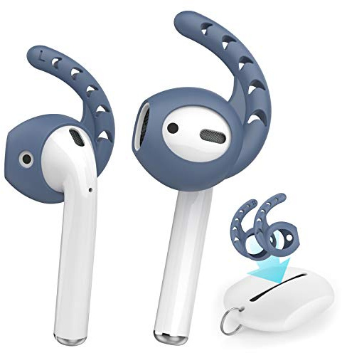AhaStyle 3 Pairs AirPods Ear Hooks Cover Silicone Accessories Compatible with Apple AirPods and EarPods Headphones(Navy Blue)