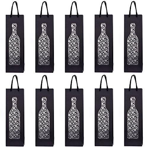 10 gift bags bottle bags for wine prosecco and champagne 15.75 x 4.72 x 3.54 inch - 40 x 12 x 9 cm - Silver bottle