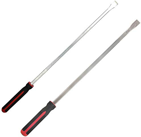2pc Extra Long 36 / 3 Feet Straight and Angled Pry Bar Set Crow Bars Lever
