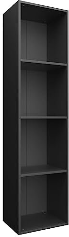 vidaXL Libreria/Mobile TV con 3 Vani a Giorno Classico Robusto Armadietto Basso Base Porta TV Orizzontale Nero 36x30x143 cm in Truciolato