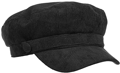 Lipodo Feincord Elbsegler Hafenmütze Cord-Optik Schwarze Ballonmütze Stretchband Damen Herren Herbst Winter schwarz M (57-58 cm)