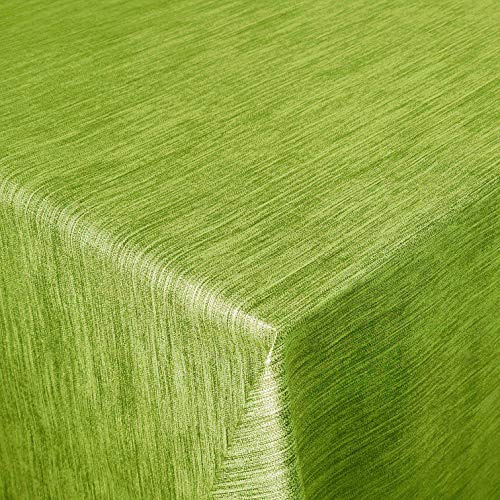 Wachstuchtischdecke Leinen Prägung Grün Rechteckig 100 x 140 cm | abwaschbare Tischdecke, Gartentischdecke, wasserabweisend, gefaltet