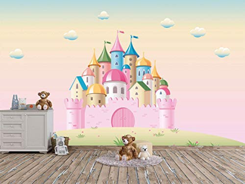 Oedim Kindertapete für die Wand, buntes Schloss, Tapete, 600 x 300 cm, Dekoration für Esszimmer, Wohnzimmer, Schlafzimmer