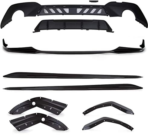 DM Autoteile 14135 Set Sport-Performance Spoiler+Diffusor+Seitenschwelleransätze Schwarz Glanz kompatibel für den BMW 3er G20 G21 M-Paket ab 2019