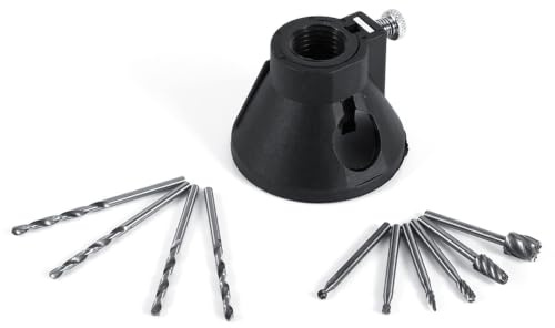 Kit de 11 piezas con localizador giratorio para taladrado y tallado, localizador para amoladora eléctrica con fresas HSS para madera y brocas, guía de fresado con profundidad de corte ajustable