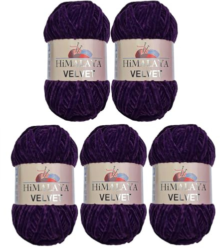 5 x 100 Gramm Himalaya Velvet Micro-Polyester Strickwolle, Babywolle samtig 500 Gramm Wolle (lila 90028)