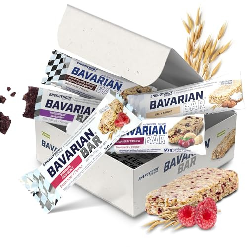 Energybody Bavarian Bar Mix Box 12x50g, Haferriegel Sortiment | Energieriegel als Oatsnack, Powerriegel als Sportnahrung, Haferflocken- & Kohlenhydrate Riegel