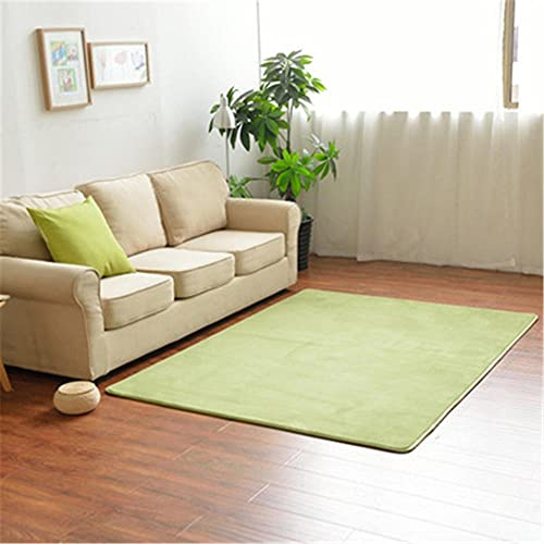 Alfombra de Terciopelo Coral Grueso de Color sólido Calidad Verde claro Suave Lavable Antideslizante Grande Rugs Rug Minimalista Moderna Sala De Estar Dormitorio Tatami Gateando Estera -100×200cm