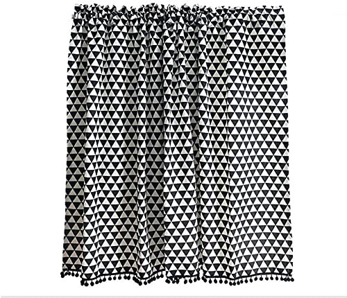 izielad Scheibengardine Landhausstil Cáfe Vorhang Vintage Bistrogardine Schwarz Weiß Kurzgardine Küchenvorhang BxH 145X60CM