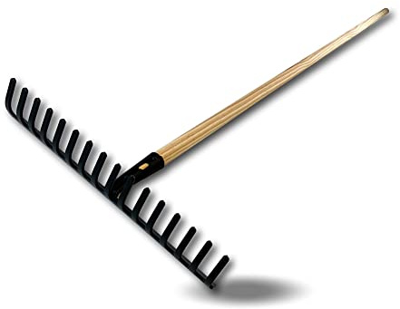 Lot de 10 rateaux 16 dents recourbées | Manche 150 cm bois fabriqué en France | Tête acier | Largeur 40 cm | Nettoyer ratisser égaliser | Préparer la terre | Jardinage | Kibros RATO40Mx10