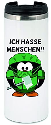 Edelstahl-Trinkflasche  Ich hasse Menschen  - Thermoflasche - Trinkflasche - Trinkbecher