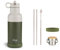 Citron Insulated Water Bottle Stainless Steel, Green – 500ml, BPA & Lead-Free, Leak Proof Straw/Flask Lids – Keeps Liquids Cold for 24 Hours & Hot for 12 Hours - 16.91 oz