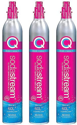 SodaStream CO2 Gas Carbonation Bundle | 3x 60L QuickConnect Cylinders, Pink CQC System - Never run out of CO2 Again - Compatible with Terra, ART, Aqua Fizz, E-Terra, E-DUO, Enso and Gaia