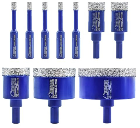 SHDIATOOL Diamant Fliesenbohrer lochsäge Schleifbits mit Dreikant-Schaft Vergrößerung Kantenschleifen Formgebung für Porzellan, Marmor 5 * 6mm/2 * 20mm/32mm/50mm/68mm