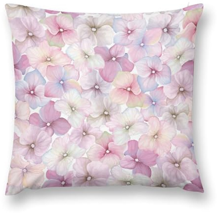 Hydrangea Flower Short Velvet Throw Pillow Covers Farmhouse 18x18 Double Sided with Zipper Decorative Pillows for Couch Cushion Sofa Outdoor