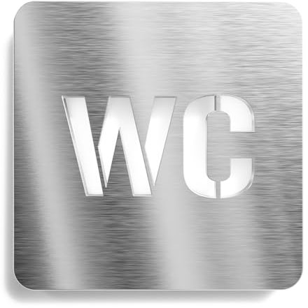 Urhome Toiletten WC Schild aus V2A Edelstahl - Laserschnitt Gravur Türschild - Hinweisschild für Wand Tür - Männer Frauen Herrentoilette Damentoilette Infoschild für Innen und Außen