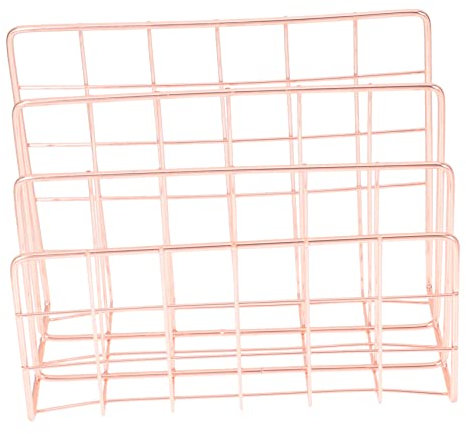 OSALADI 2stücke Desktop Mail Organizer Mit Fächern Moderner Metallbriefhalter Im Eleganten Roségold Für Büro Schlafzimmer Und Bibliothek Stilvolles Bücherregal Für Zeitungen Und
