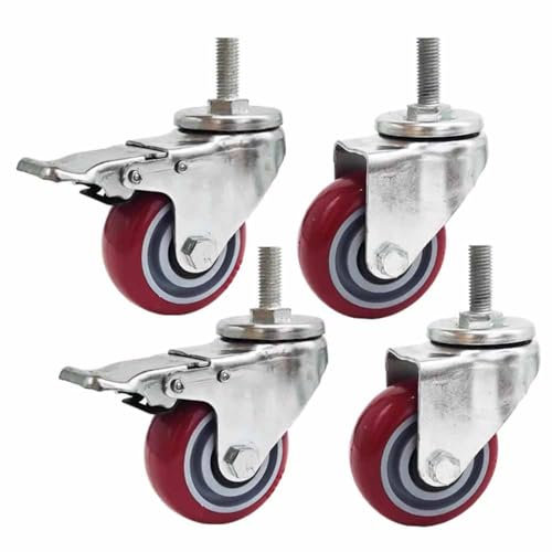 ZYBOWAYL 4er Set Lenkrollen mit M20*30/60/100/150mm Gewinde, 75mm Schwerlastrollen Industrierollen Leise Polyurethanräder für Möbel, Geräte & Ausrüstung (Size : M20*150mm)