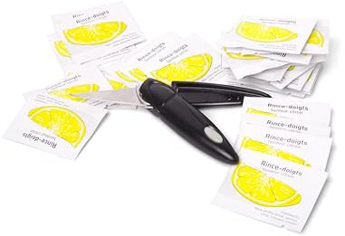 Birambeau - Coltello per ostriche con 2 confezioni da 10 dita di risciacquo ciascuna