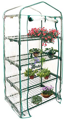Housse de rechange pour serre à 4 niveaux | Bâche transparente imperméable | Semis, fraises, plantes succulentes 155 x 49 x 89 cm (cadre non inclus)