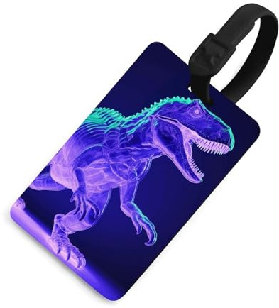 Gepäckanhänger für Koffer, Reiseanhänger für Gepäck, lustige Kofferanhänger, grüner Dinosaurier-Stil, Taschenanhänger, Gepäck-Namensschild für Damen, Herren, Gepäck, Rucksack, Handtasche