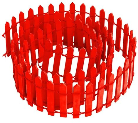 Miniature Garden Fence, 5 * 90CM Small Wooden Fence Flexible Miniature Picket Fence for Micro Landscape Flower Pot Fairy Garden Decoration(Red)