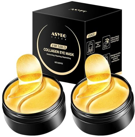 ASYBO 120 pz maschere sotto gli occhi, bende sotto gli occhi dorate, maschera per il trattamento degli occhi per occhiaie, occhi gonfi, linee sottili, antietà e antirughe, maschera sotto gli occhi al