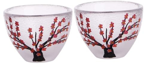 PRETYZOOM Lot De 2 Verres À Vin De Style Peints À La Main En Forme De Fleur De Prunier Verres Élégants Pour Cocktail Et Vin