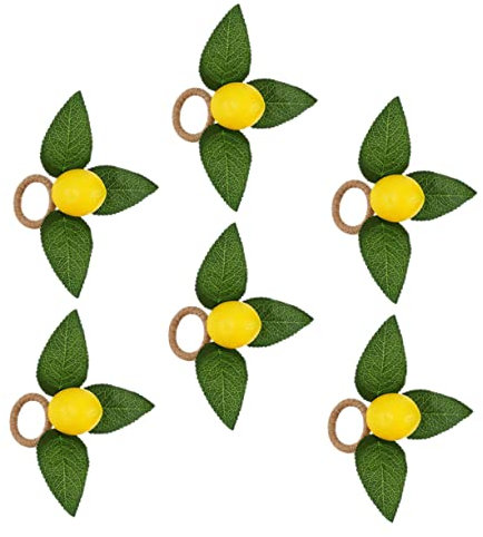 Mikinona 6stücke Lemon-serviettenringe Dekorative Serviettenhalter Für Hochzeit Dinner Und Tischdekoration Hochwertige Realistisch Gestaltete Zitronen-Napkin Buckles