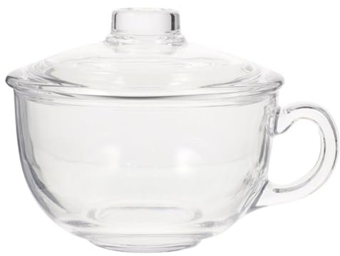 Hoement Bol De Petit-déjeuner en Verre 450 ML Transparent avec Couvercle, Bol à Céréales Fonctionnel en Verre Alimentaire, pour Yaourt Et Salade, Usage Quotidien à La Maison, Set Individuel