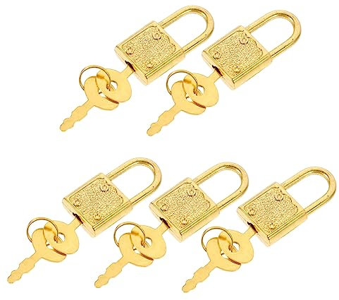 PHENOFICE 5sets Padlock Keys Plastic Locks for Treasure Chest Vintage Style Suitcase Locks Combination