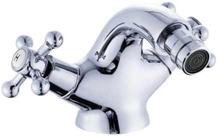 Rubinetto Bidet Rubinetto Lavabo Rubinetto Bagno, Stile Anticato Vintage Ottone Doppia Leva Miscelatore Bagno, Miscelatore Bidet, Cromo, Argento