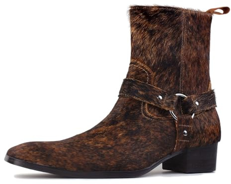 OSSTONE Botas Chelsea para hombres Vestir Botas de Marrón Natural de tacón con botas JY012-D, Men's Size US10