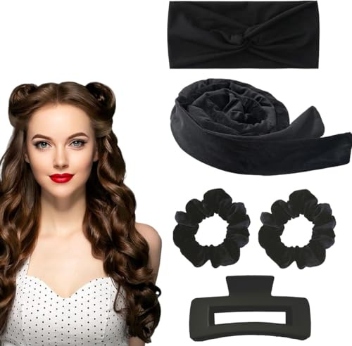 ZEPIQOR Rizador de Pelo Sin Calor Varilla Para Rizar de Gel, ondas sin calor, rizador pelo ondas sin calor, rizador pelo sin calor, Rulos Flexibles Ondas Sin Calor, Heatless Hair Curlers(negro)