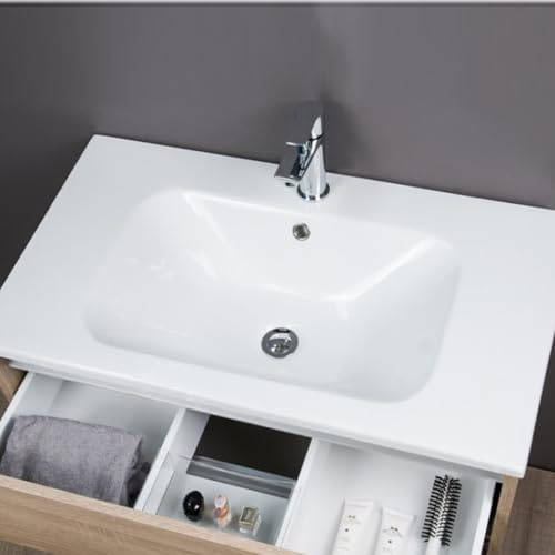 Yellowshop - Lavabo Da Incasso per mobile bagno Ceramica Bianco Lucido Sanitari Bagno Design Moderno Modus Rettangolare Troppo Pieno Diverse Misure (101 x 46 cm)