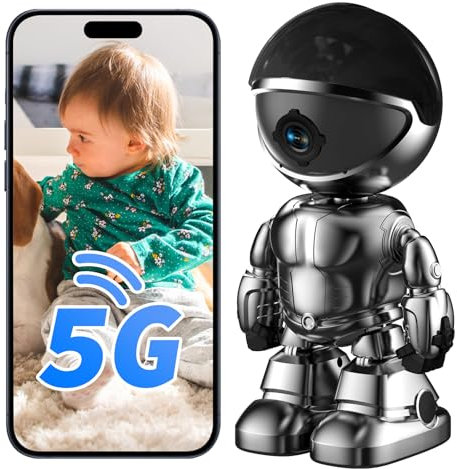 JUFLSKY Indoor Camera Robot,5G/2.4Ghz WiFi Robot Cameras for Home Security,360 PTZ Nanny Cam Compatible with Alexa &Two-Way Talk,Pet/Baby Camera with Human Detection Night Vision