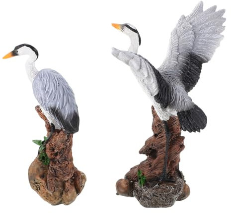 VINTORKY 2pièces Décoration De Jardin Héron Miniature Ornement De Résine pour Maison Et Bureau Figurine Oiseau Abstrait Statue De Décoration Extérieure Intérieure
