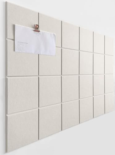 DECORETTA Filz Pinnwand (6er Set) | Große, Moderne Alternative zur Korkplatte | Filzfliesen mit Klebepads für Fotos, Memos, Vision Board, Gebetsbrett & Dart-Wandschutz | Büro, Klassenzimmer – Beige