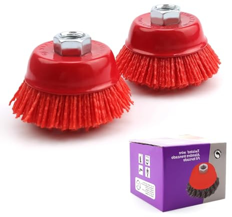 DIYCUT 2 Pezzi Spazzola in Nylon, Diametro 63,5 mm Filettatura M14, Spazzola Trapano, per Smerigliatrici Angolari, per Sbavatura, Rimozione Rapida della Ruggine e Rimozione della Vernice