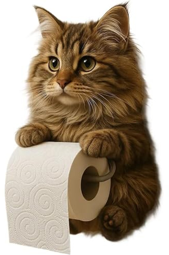 LUMOOM Porte-papier toilette chat imprimé 3D - Porte-papier toilette mural - Pour salle de bain et cuisine - Sans perçage (B)